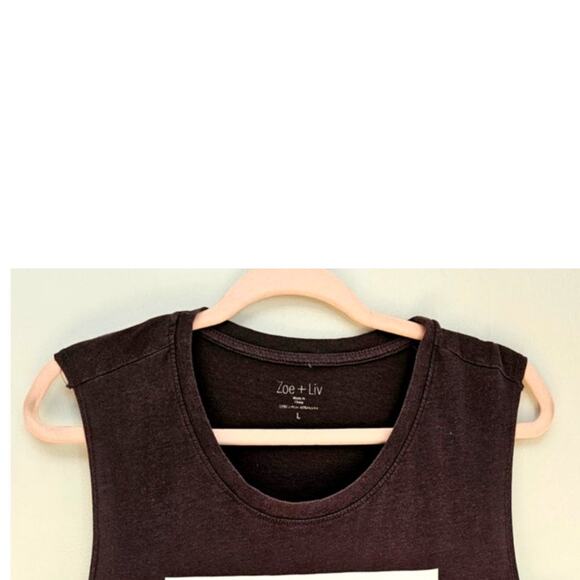 Zoe + Liv Women Gray Muscle Shirt “Day Dream” Stretch, Size Large - Picture 3 of 4